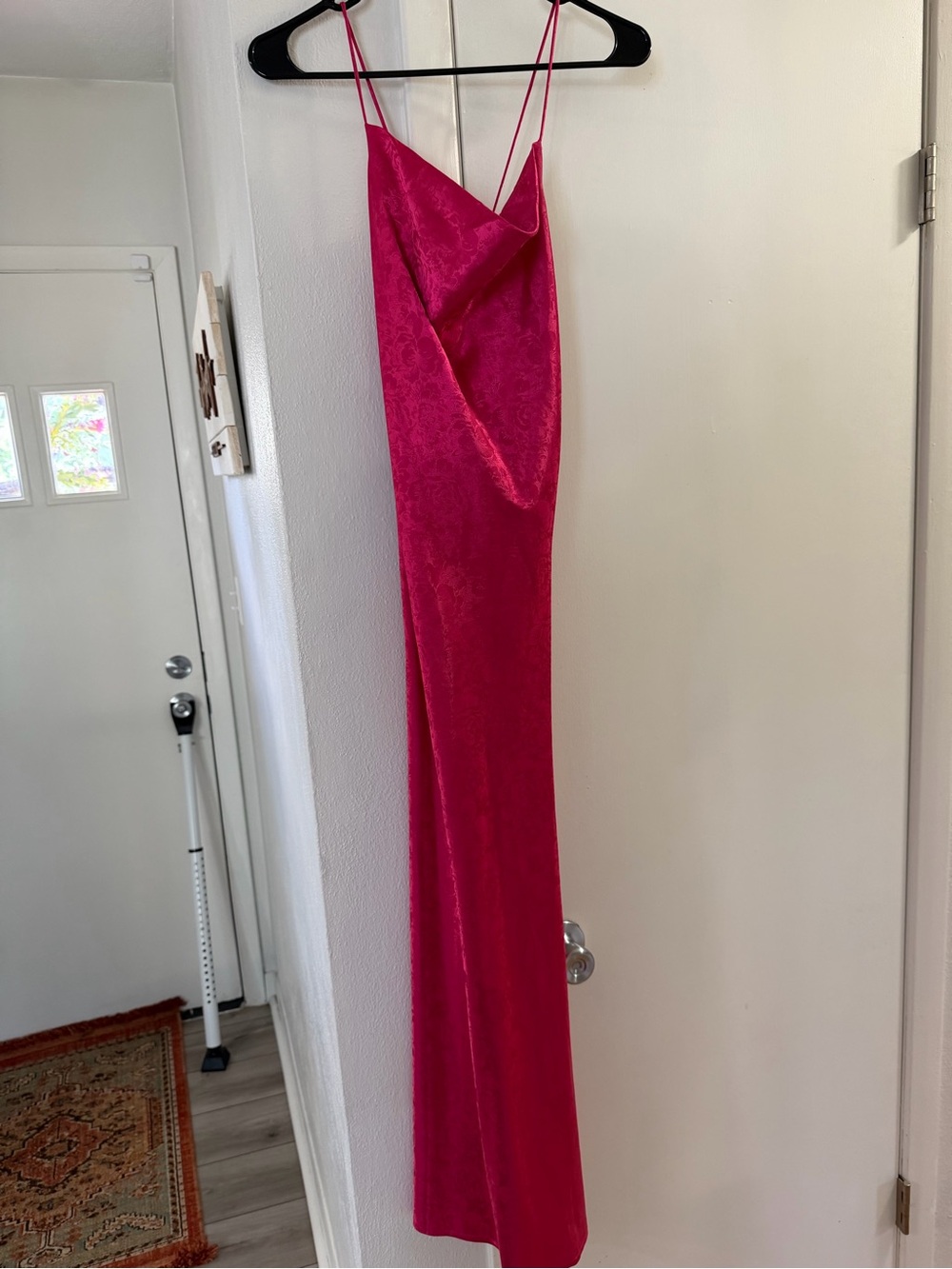 Hello Molly Hot Pink Slip Maxi Dress with Cowl Neck